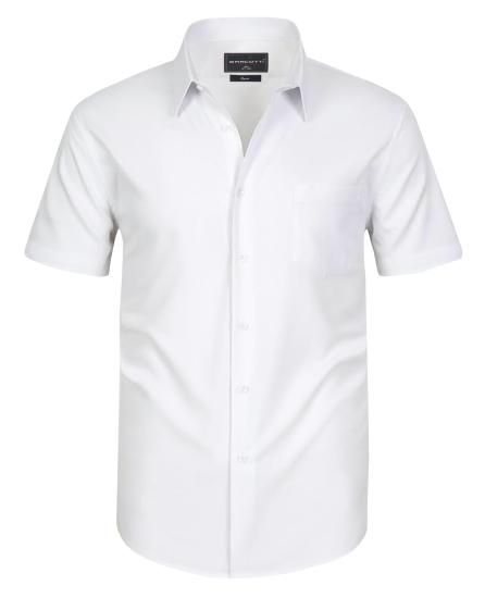 Büyük Beden Klasik Dakron Gömlek Kısa Kol Beyaz