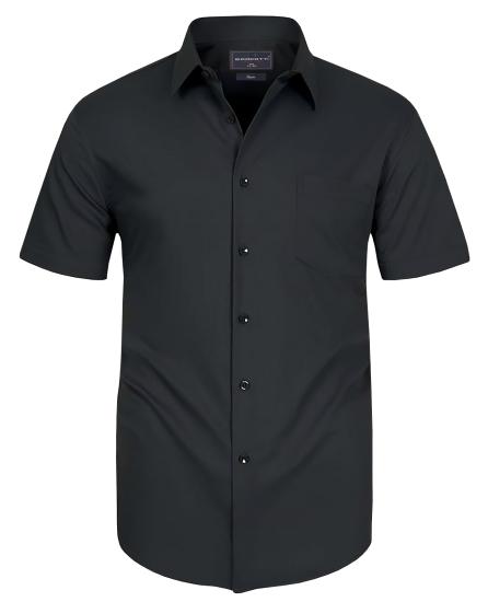 Büyük Beden Klasik Dakron Gömlek Kısa Kol Siyah