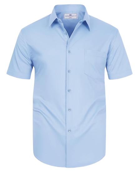 Büyük Beden Klasik Dakron Gömlek Kısa Kol Mavi