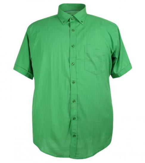 Büyük Beden Erkek Gömlek Keten Kısa Kol Yeşil